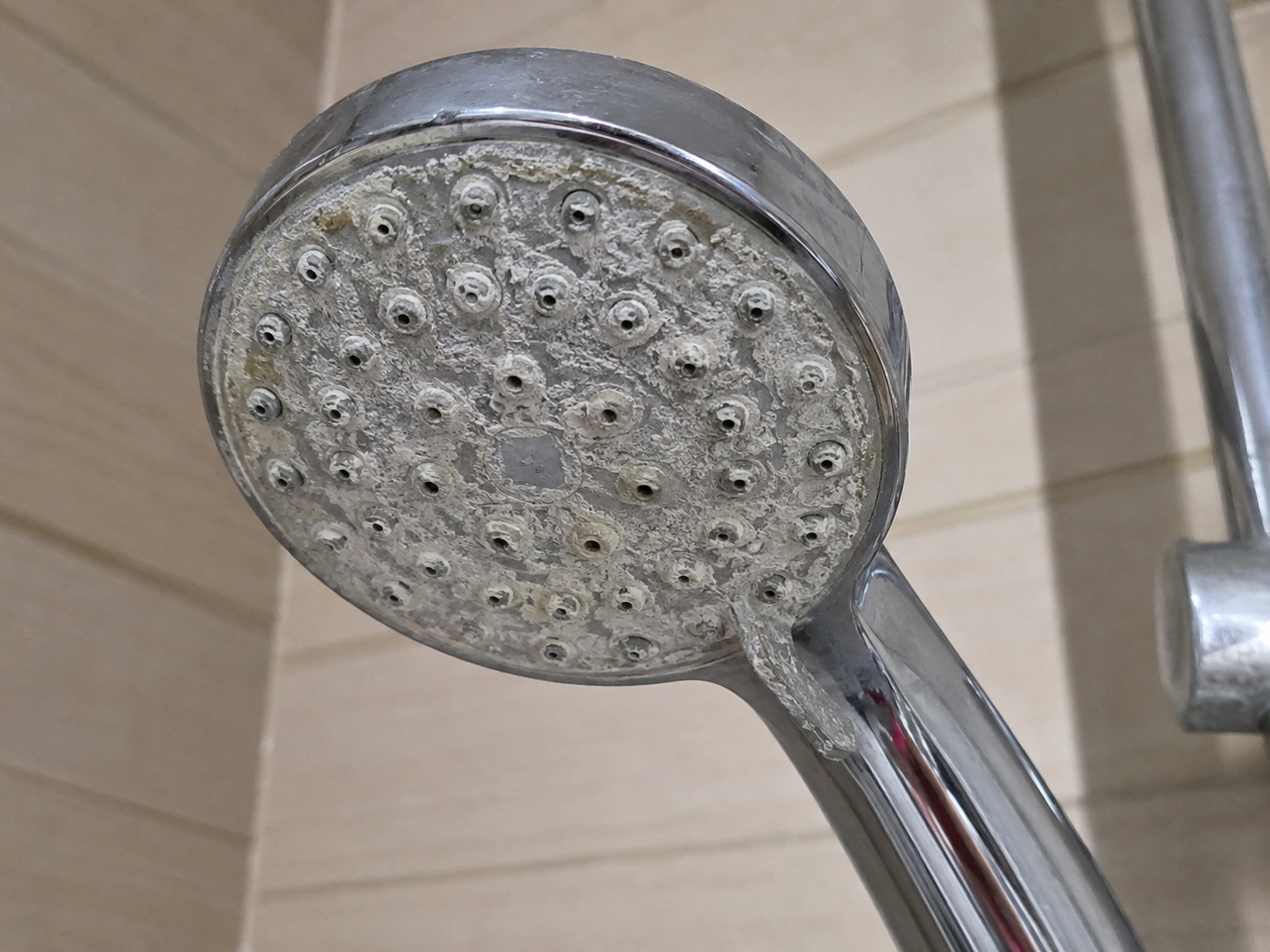 Electric shower head heavily affected by limescale